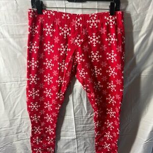 No Boundaries Red and White Snowflake Leggings